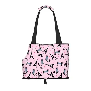 Скъпа Парижката чанта-переноска за кучета и котки с джоб и страховочным тросом, мека страничната переноска за малки кучета за домашни любимци, чанта-тоут за покупки на открито