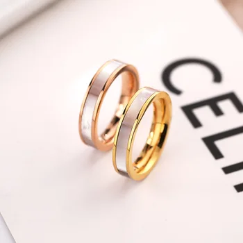 Луксозен пръстен от неръждаема стомана, висококачествено златно/розово злато пръстен за жени, годежен пръстен за партита, бижута на едро