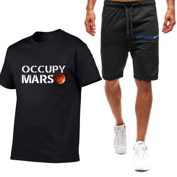 2023 Новата мъжка мода с принтом SpaceX, лятна лека дишаща тениска на SpaceX, спортни панталони, висококачествен всекидневен костюм