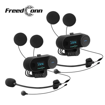 Freedconn TCOM SC Домофон Мотоциклет шлем Безжична Bluetooth слушалка Intercomunicador Moto LCD дисплей, FM radio Music Share