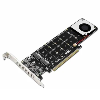 Двустранен 4-дискова карта NVME Raid, PCI-E X16 с отделяне на PCI—E X16 на M. 2 M-key NVME X4SSD RAID-карта за разширяване на 2230/2242/2260/2280