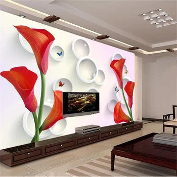 beibehang Потребителски тапети 3d стенопис кръг кала пеперуда ТЕЛЕВИЗИЯ фон на стената на къщата и богата проста 3D скоростна кала тапети
