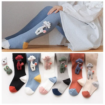 Сладки Чорапи за новородени момичета, топлите възли детски памучни зимни детски чорапогащник с герои от анимационни филми, детски чорапи носочные продукти от 1 до 8 години