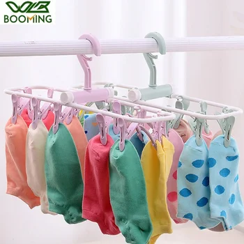 Различни пластмасови сушилни машини за бельо и чорапи, закачалка с 12 клипове, Многофункционални и преносими сушилни за тъкани