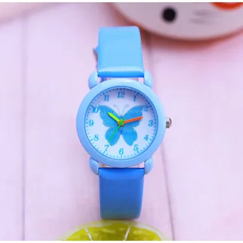 Новият пристигането на луксозните кожени ръчни часовници с анимационни пеперуда, студентски детски часовници Horlog Relogio Feminino Montres