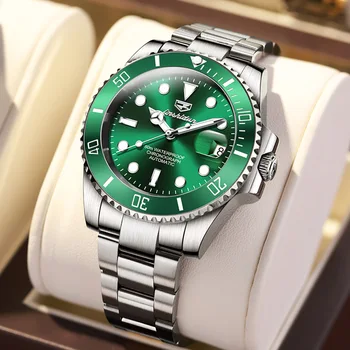 2023 TAXAU, нови мъжки часовник Green Water Ghost с каишка от неръждаема стомана, дълбоко водонепроницаемое сапфирен огледало, автоматични механични ръчни часовници