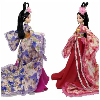 Облекло 1/6 BJD, етническа рокли за cosplay, аксесоари за кукли Барби, екипировки, китайски реколта костюм, празнична рокля на принцеса, детски играчки