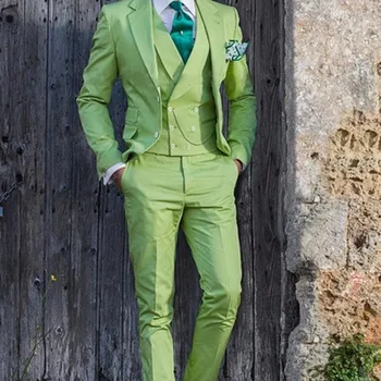 (Яке + Панталон + Елек) Нов Класически италиански смокинг на младоженеца, мъжки костюми, сватбена приталенное рокля, shafer за танци, модерен всекидневен костюм