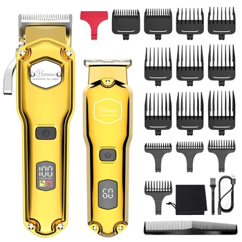 Професионална машина за косене на косата Hatteker Метална електрическа безжична машинка за подстригване на коса за фризьорски Мъжки комплект за подстригване USB зареждане