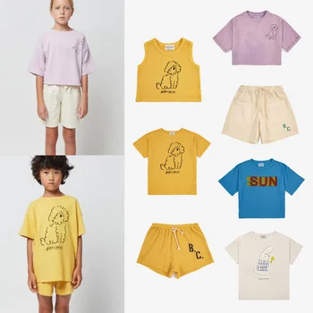 Летни детски тениски 2023 г. пр. хр с къс ръкав, дизайнерски ежедневни тениски с принтом, връхни дрехи
