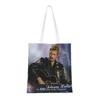 Множество чанта за пазаруване в стила на рок-музиката Johnny Hallyday, дамски холщовая чанта-тоут, преносими чанти за пазаруване на продукти за певци