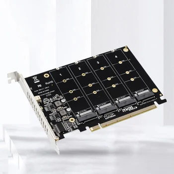 4 Порта M. 2 NVME SSD за PCIE X16 Хост контролер Такса за разширяване на PCIE Сплит/PCIE RAID Поддръжка 2230/2242/2260/2280 led индикатор