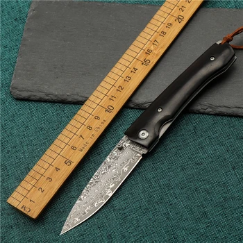 Дамасский Сгъваем Нож VG10 Със Стоманена Сърцевина на Нож Ловен Нож За Оцеляване в Къмпинг EDC, Инструмент за Самозащита, Плодов Нож