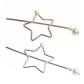 L5YA Дамски минималистичная родословни с Петолъчна Звезда, Шнола за Коса с Изкуствени Перли, Медальони