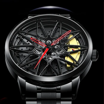 Нови уникални луксозни мъжки часовници, модни водоустойчив часовник на ръба на автомобилни джанти, кварцов мъжки спортни часовници, Relogio Masculino