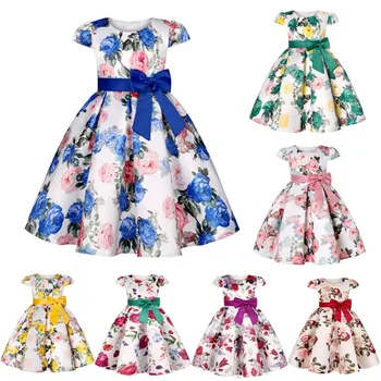 Рокли за момичета, детски рокли принцеса с флорални принтом, летни дрехи за малките момичета