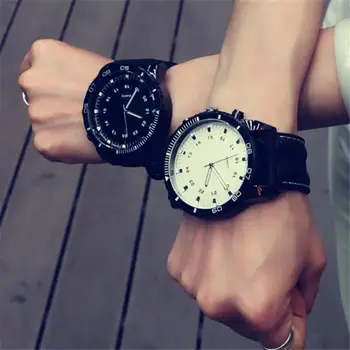 2021 Нови спортни мъжки дамски часовник с голям циферблат, каишка от изкуствена кожа, кварцов часовник, подарък за двойка, Знак на любов, Сувенири часовници