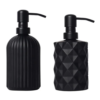 2 предмета, матиран черен стъклен опаковка сапун 13,5 грама/11 грама, стъклена опаковка сапун за ръце, комплект за баня и кухня, захранващи сапун