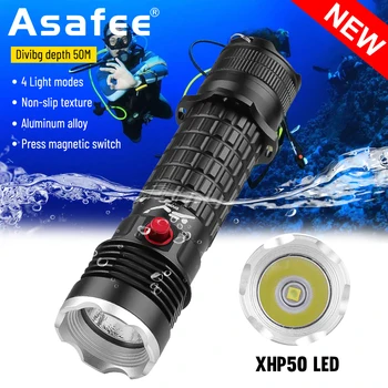 Asafee D902 50 м Подводен 1000ЛМ Професионален Led Фенерче за Гмуркане XHP50 Лампа IPX8 Водоустойчив 1 *18650/3 * AAA Батерия За Гмуркане