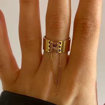 Колан-верига, широки пръстени за жени, верижка от неръждаема стомана, висящи пръстени с пискюли, минималистичные изискани бижута без тен, бижута 2023, новост