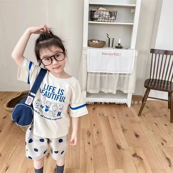 2023 Детска лятна детска тениска в корейски стил с къси ръкави за момичета и момчета