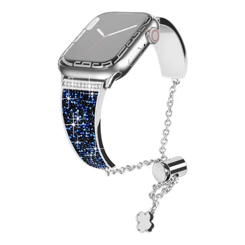 Блестяща диамантена каишка за Apple Watch Band 40 мм 45 мм 44 мм 41 мм 42 мм, 38 мм, Метална каишка за Iwatch Серия 7 SE 6 5 4 Женски гривна