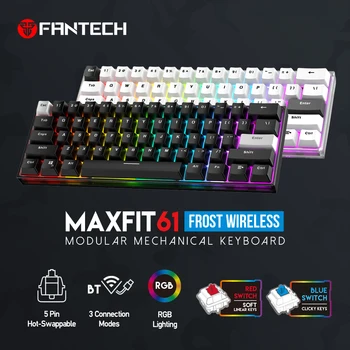 Механична клавиатура FANTECH MAXFIT61 Frost с гореща замяна 61 клавиша, безжична детска клавиатура Bluetooth с RGB подсветка за преносими PC геймърите