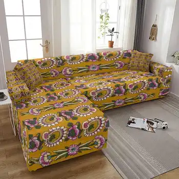 Ретро чанта с флорални принтом за всекидневната, еластичен калъф за диван от ликра, калъф за дивана Funda Home Decor L, изисква две части