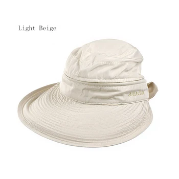 Лятна модна шапка с голяма козирка в корейски стил с лък, за да е подходяща по цвят до плажната шапка от слънцето