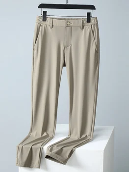 2023 Нови Летни дишащи ежедневни панталони Мъжки бизнес ежедневни директни дълги панталони Мъжки ластични найлонови копринени охлаждащи тънки панталони chinos