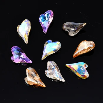 9x14 мм, 10 бр. кристали ab средната праскова K9 Заострени камъни сърцето магически кристал Дизайн нокти Кристали Камък САМ Аксесоари за нокти