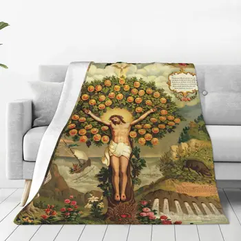 Одеяло с Исус Христос, флисовое демисезонное дышащее ультрамягкое одеяло S за домашния офис