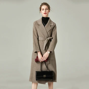 Нови постъпления, женски вълнени палта, дамски зимен моден вълнен тренч, дамски есенни дълги палта S8723