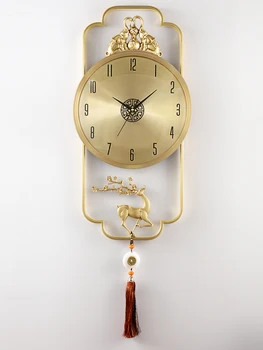 Леки луксозни месингови часовници за всекидневна домашна употреба, Нов китайски стил, високо качество, творчески, безшумни, мобилни часовници Lisheng