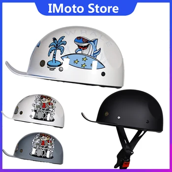 Orz Мотоциклет шлем детска ретро бейзболна шапка с утиным по езика, скейтборд, велосипеди полушлем, защитен за Harley Kids motor