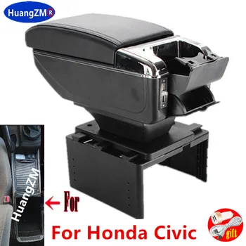 За Honda Civic подлакътник кутия За Honda Civic 8th Детайли на интериора на автомобилния подлакътник, специална информация за модернизация на централна кутия за съхранение на USB LED