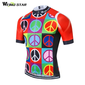 Weimostar 2019 Велосипедна екип, Велосипедна дрехи от 100% полиестер, дишаща Велосипедна фланелка, мъжки Спортни велосипедна фланелка с къс ръкав за състезания