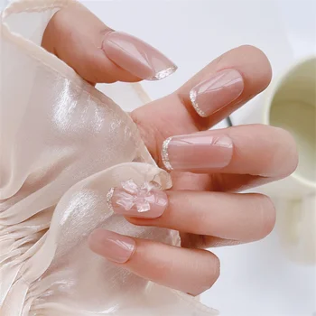 Френски розови режийни ноктите със средна дължина, с хубав нос, за Многократна употреба на изкуствени нокти, подвижни нокти, с пълно покриване на върховете на ноктите