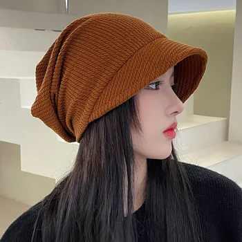 Корейската есенно-зимни нова шапка Дамски модни мрежа Red Ins Heap Шапка Зимна студентски топъл пуловер, вязаная капачка от кости