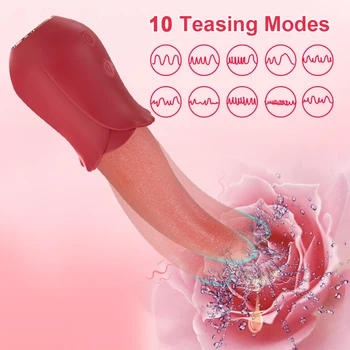 10 Степени на реалистичен облизывания език розови вибратори за жени, стимулиране на зърната на гърдите, клитора, секс-играчки за възрастни женски двойки