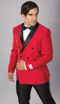 Червен двубортный костюм най-Новият дизайн палто и панталони, костюми размер плюс, оборудвана сако с яка-шал от Terno Masculino, официална