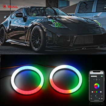 2 бр. Led Памучни Светлини Angel Eyes RGB APP Bluetooth Halo Пръстени За Дневни Светлини на Автомобилни Аксесоари 70 80 90 95 100 110 мм