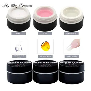 Розов/Бял/прозрачен UV-гел за нокти с кристали, прозрачен UV-гел за удължаване на нокти, маникюр, определени гел