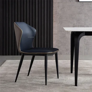 Модерни минималистичные кожени трапезни столове за кухненски мебели Home Light Луксозна маса за хранене, стол за ресторант с мека облегалка стол за хранене КН