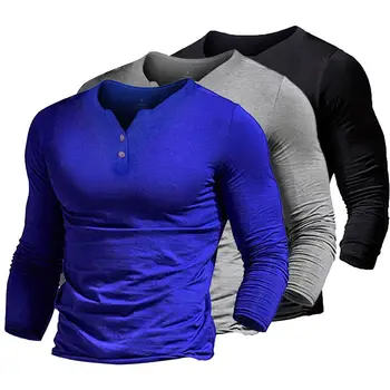 Мъжка риза, лек мъжки пуловер, тънки ежедневни однотонная тениска, модерни ежедневни мъжки блузи