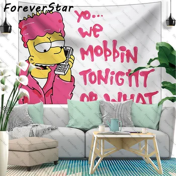 Забавен Гоблен ForeverStar Ovenbird, Който Ние Създаваме тази вечер, Мем-Гоблен за естетична спални, Забавен Флаг За Общежитието на колежа Розов цвят
