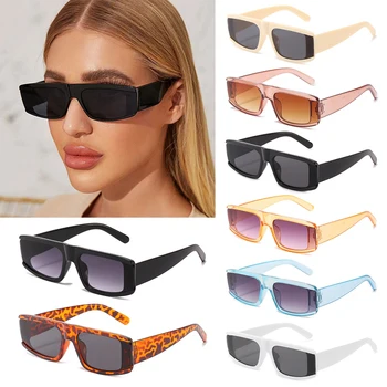 Реколта правоъгълни слънчеви очила за жени, Новите модни квадратни слънчеви очила с ретро улични плажни очила с лещи UV400, дамски слънчеви очила