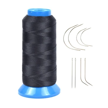 Размер на текстилна нишка 210D Тежкотоварни Полиестерен Конец за Шиене Перука, на Кожата, Плетене Косата, Ръчно Шиене със собствените си ръце (Черен)