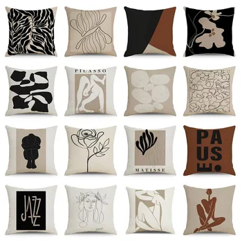 Скандинавска абстрактна бельо калъфка за възглавница, Прост Черно-бял Стил Ins, Домашен интериор, Мебели, Облегалка на дивана, калъфки за възглавници