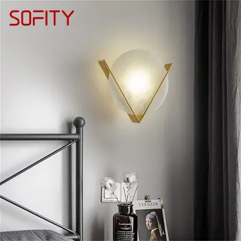Стенен лампа SOFITY от месинг, модерен и луксозен дизайн, мрамор led лампа, балкон, за дома, спалня, всекидневна, коридор